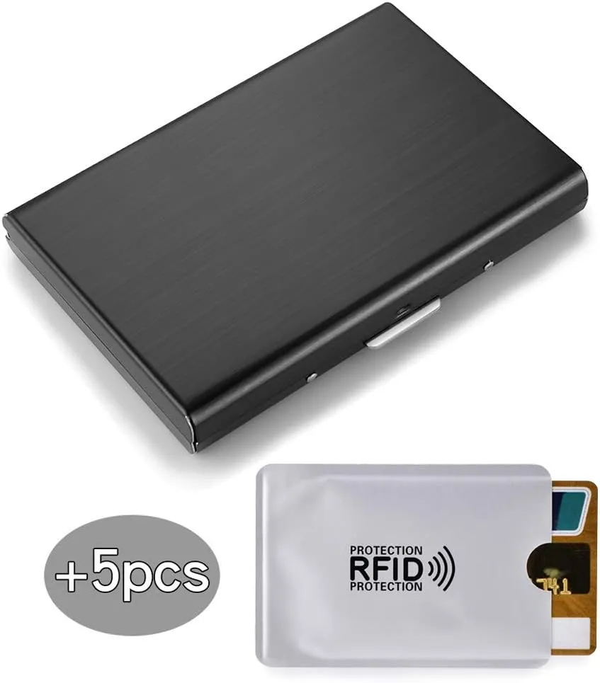 EASTNIGHTS RFID Credit Card Holder for Women and Men, Stainless Steel Credit Card Wallet for Holding Debit Card and ID Card (add 5PCS Card Slots)