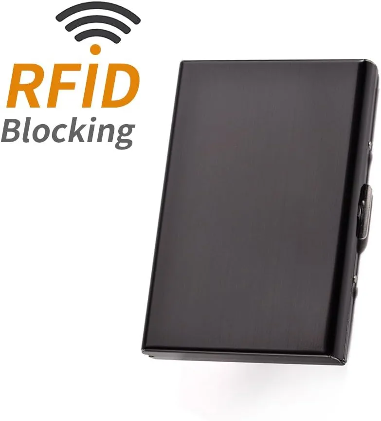 EASTNIGHTS RFID Credit Card Holder for Women and Men, Stainless Steel Credit Card Wallet for Holding Debit Card and ID Card (add 5PCS Card Slots)