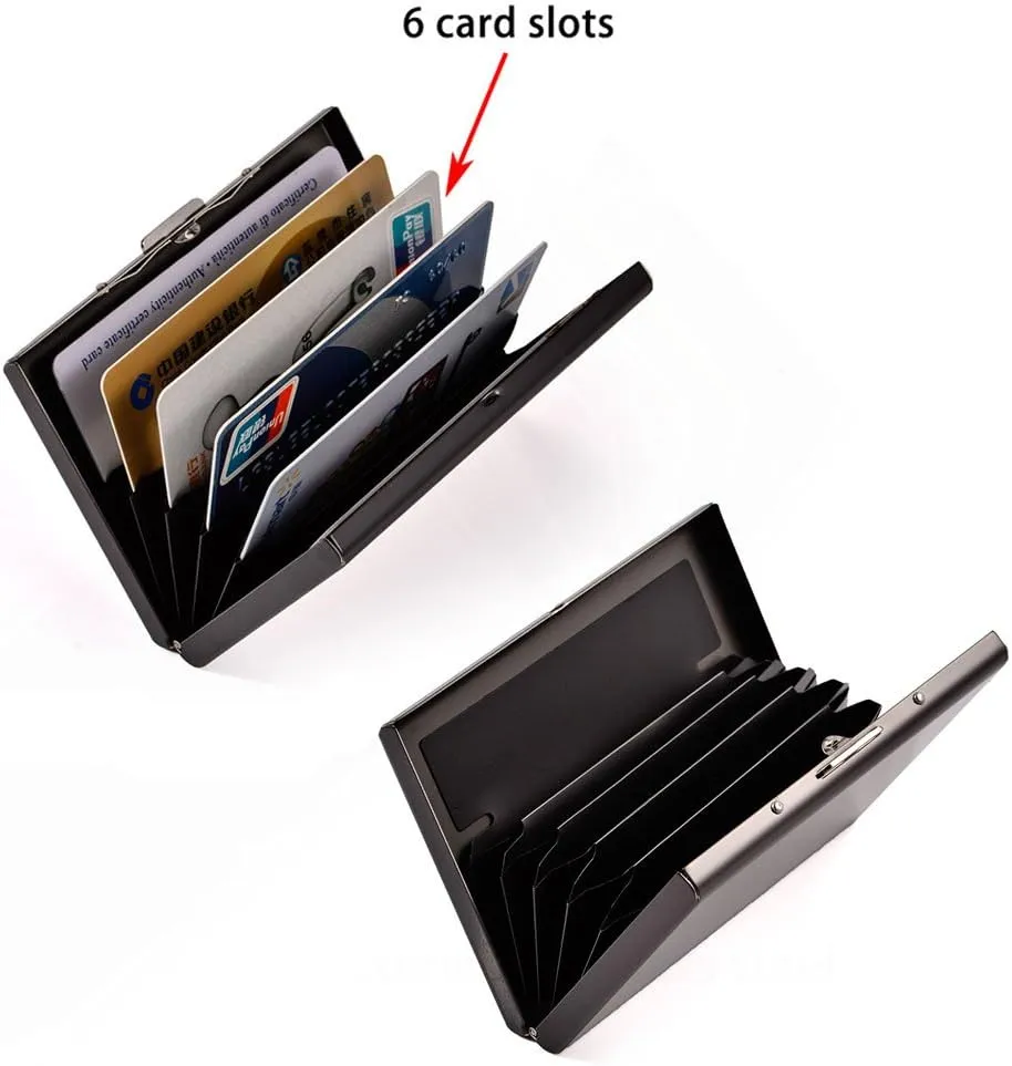EASTNIGHTS RFID Credit Card Holder for Women and Men, Stainless Steel Credit Card Wallet for Holding Debit Card and ID Card (add 5PCS Card Slots)