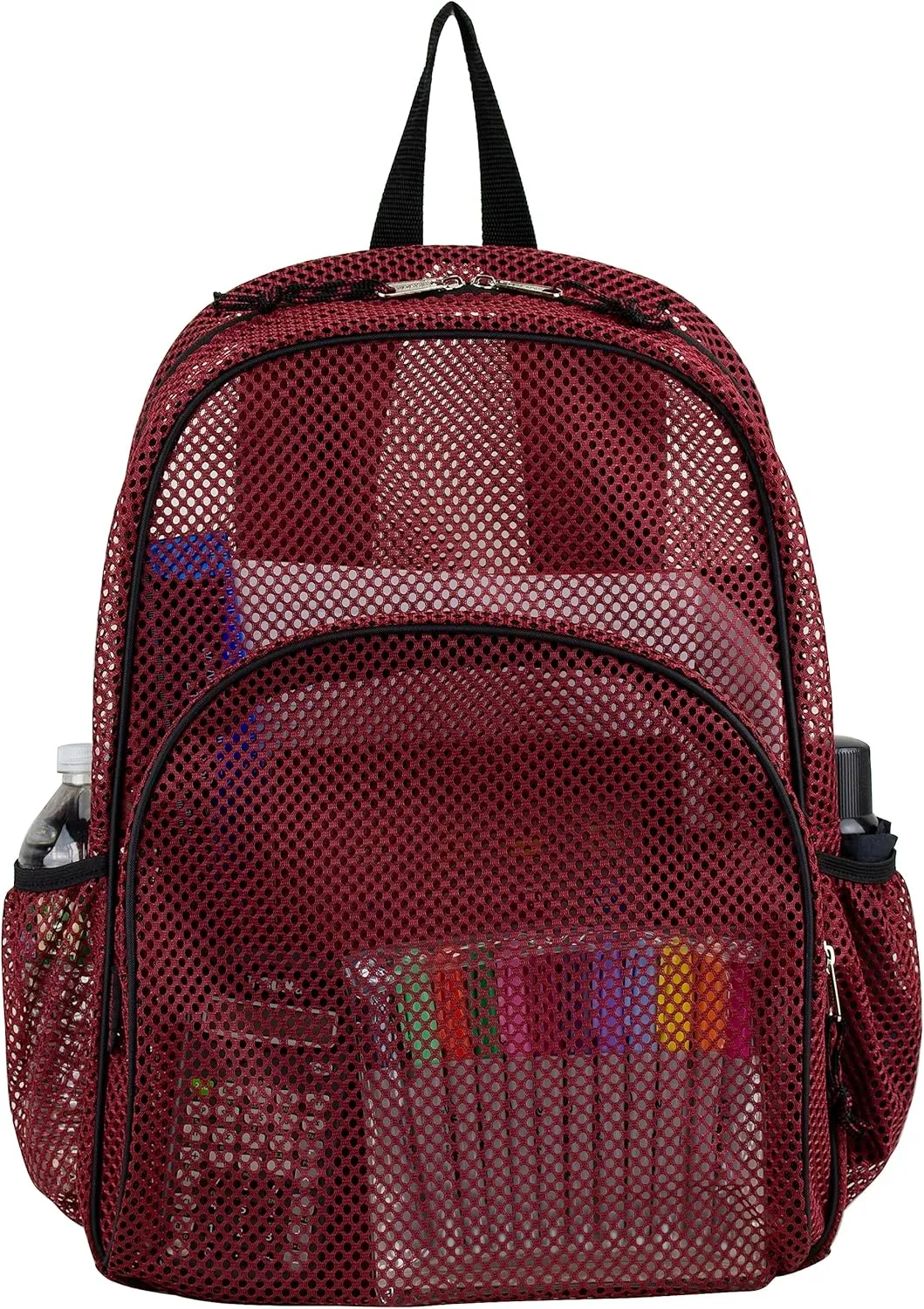 Eastsport Heavy Duty Mesh Sport Backpack Daypack Bookbag Bag See Through for Travel, Swim, Gym, Beach, 17.5 Inches, Maroon