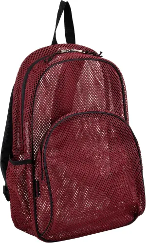 Eastsport Heavy Duty Mesh Sport Backpack Daypack Bookbag Bag See Through for Travel, Swim, Gym, Beach, 17.5 Inches, Maroon