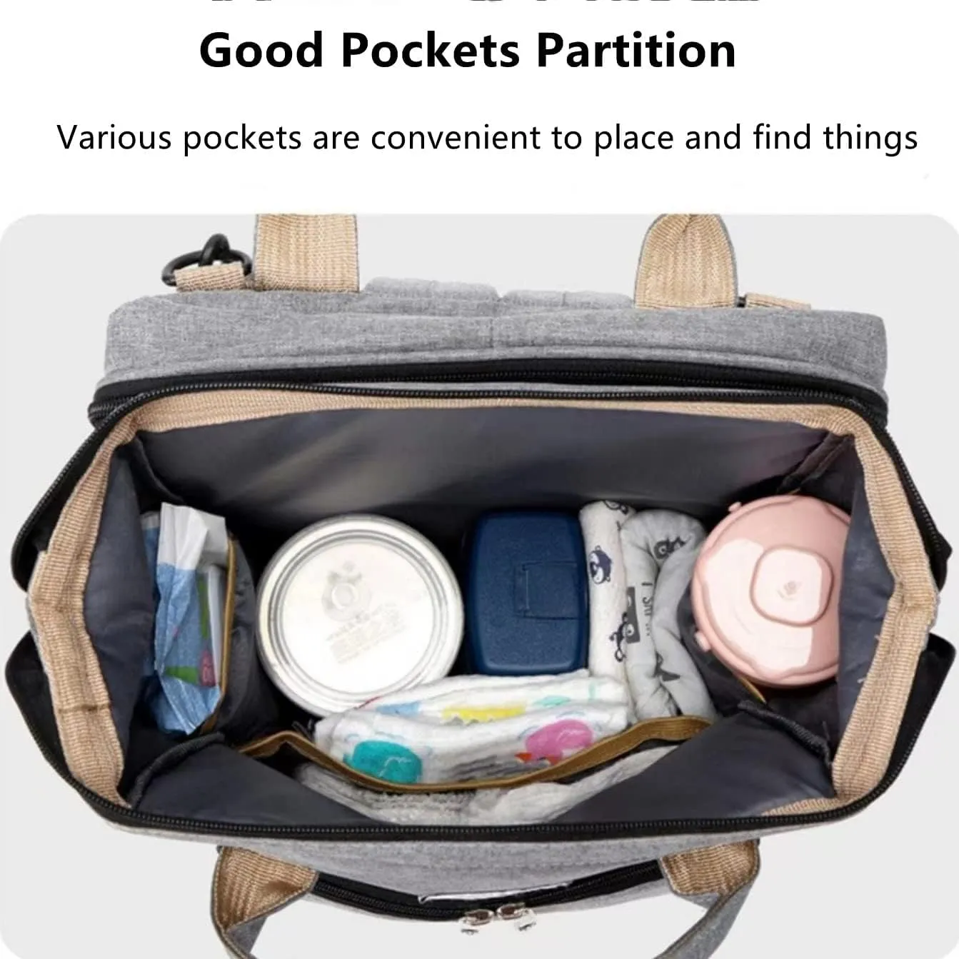 EI UNION Diaper Backpack with Changing Station and Pad, Baby Nursing Bag, Bottle Bag, Waterproof, Large Capacity, Baby Registry Search, Newborn Essentials