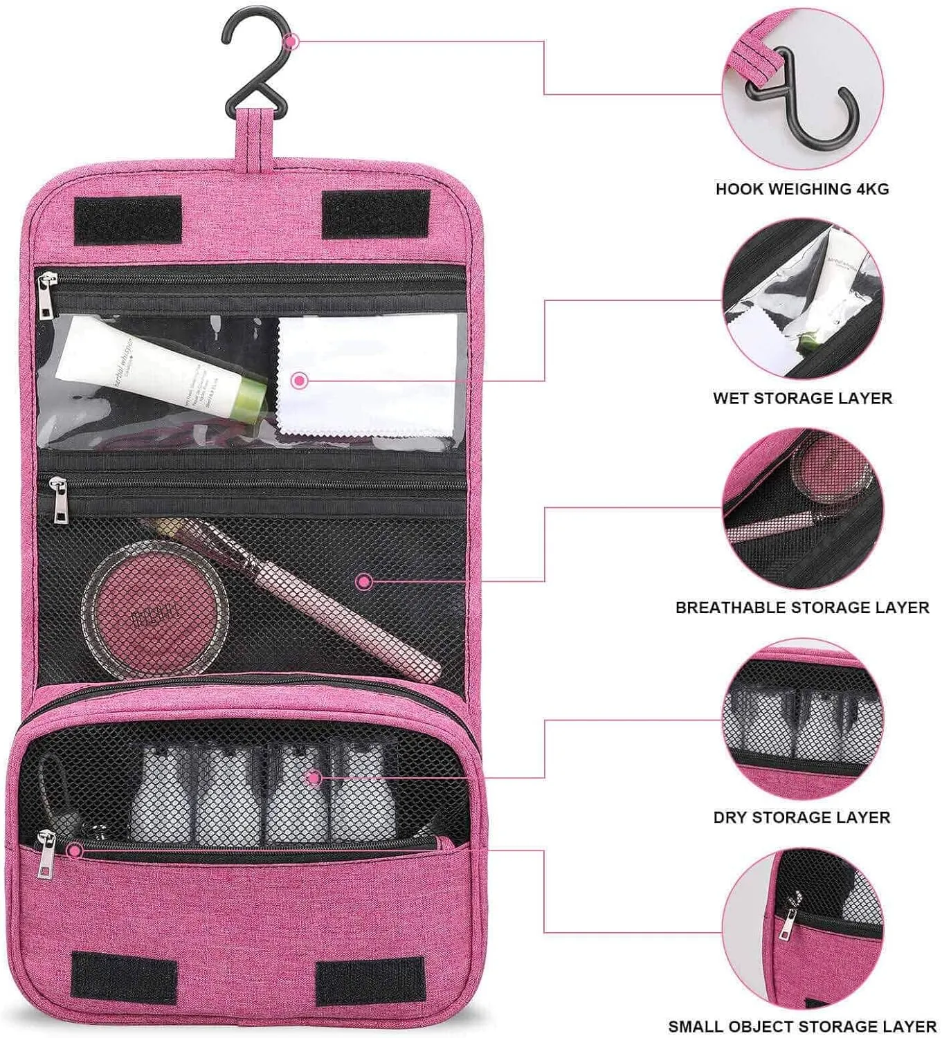 Eiffel Tower French Paris Monument Travel Toiletry Bag for Women,Hanging Toiletry Organizer with Hook, Makeup Bag Travel Organizer for Shampoo,Toiletriesl