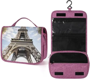 Eiffel Tower French Paris Monument Travel Toiletry Bag for Women,Hanging Toiletry Organizer with Hook, Makeup Bag Travel Organizer for Shampoo,Toiletriesl