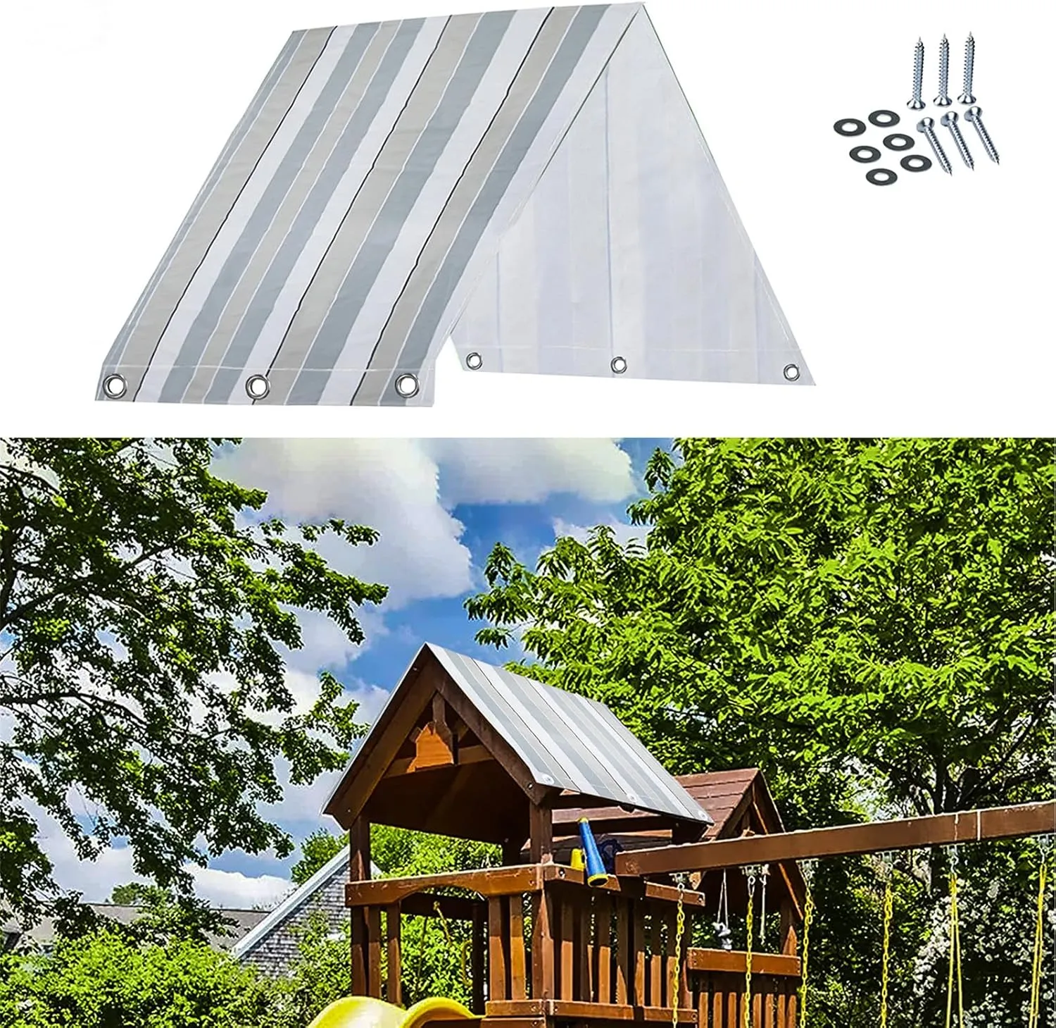 ele ELEOPTION 43" x 90" Swing Canopy Replacement, Playset Tarp Replacement, 600D Waterproof Swing Set Tarp, Outdoor Swingset Slide Sun Shade Proof Tarp Replacement Cover (Canopy Cover Only)