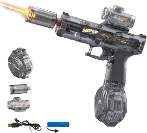 Electric Water Gun for Kids Adults,Water Blaster Squirt Guns with Flashing Muzzle,Range up to 32ft,Summer Outdoor Beach Swimming Pool Party Toys Gifts for Boys Girls Ages 8 9 10 11 12 13 14