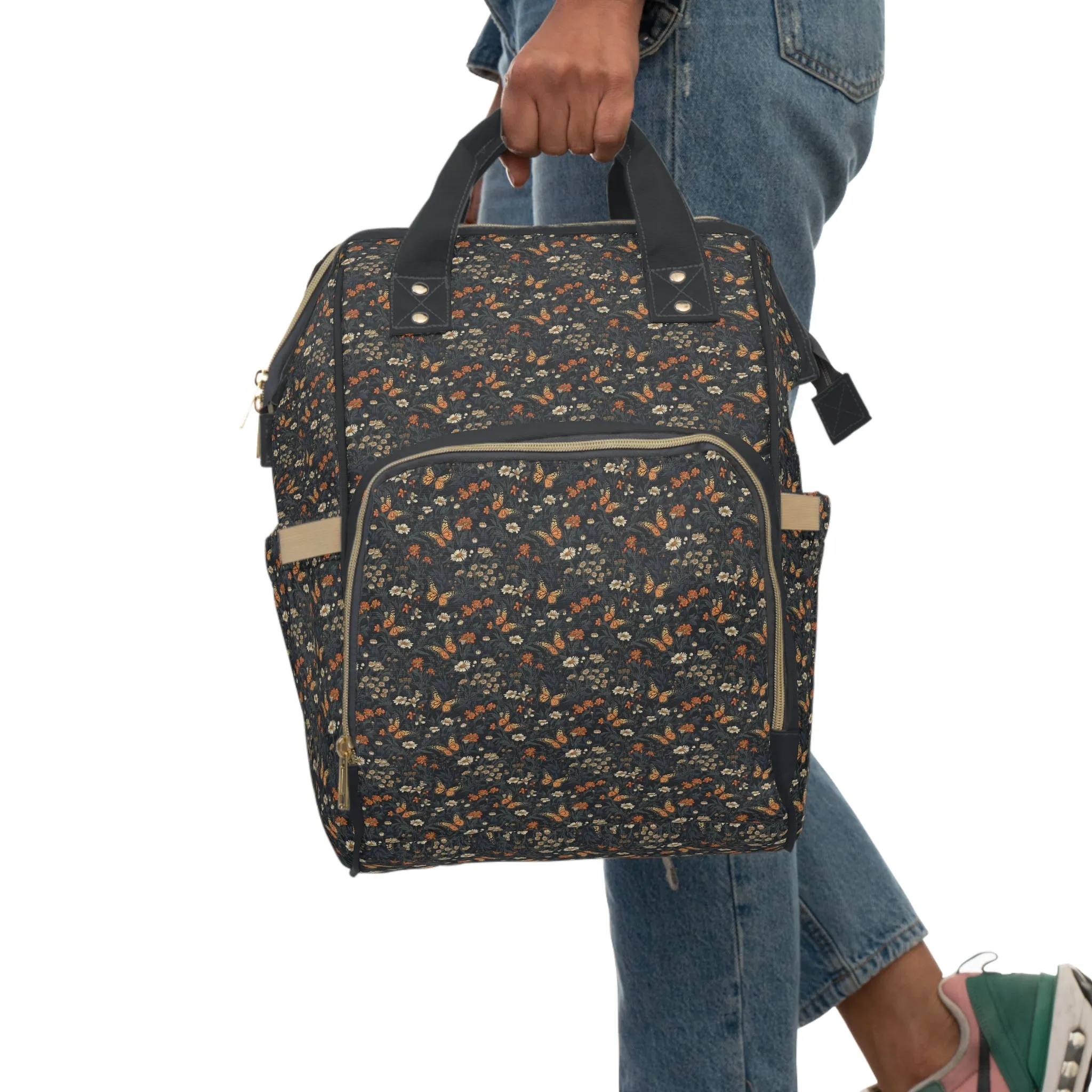 Elegant Butterfly Diaper Backpack - Lightweight & Durable Nylon Baby Bag with Beautiful Butterfly Motifs, Ideal for On-The-Go Parents