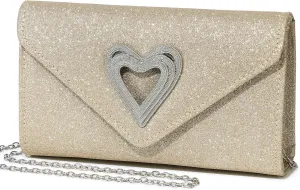 Elegant Heart-Accent Clutch for Women - Sparkly Evening Bag, Ideal for Weddings, Romantic Parties & Formal Events