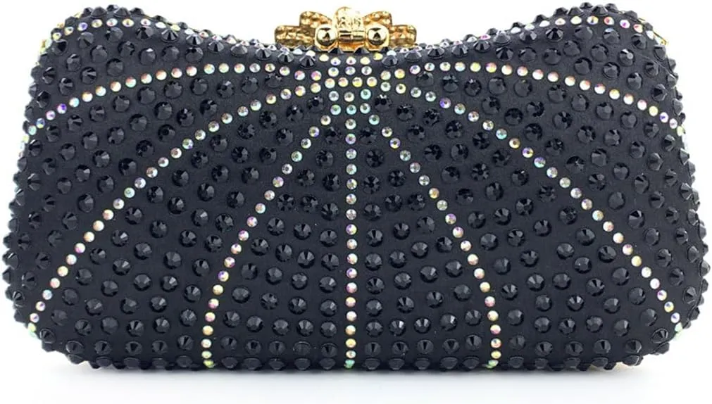 Elegant Ladies Diamond Evening Clutch Floral Handbag Crystal Shoulder Bag Sparkly Women Purse for Cocktail Party Prom