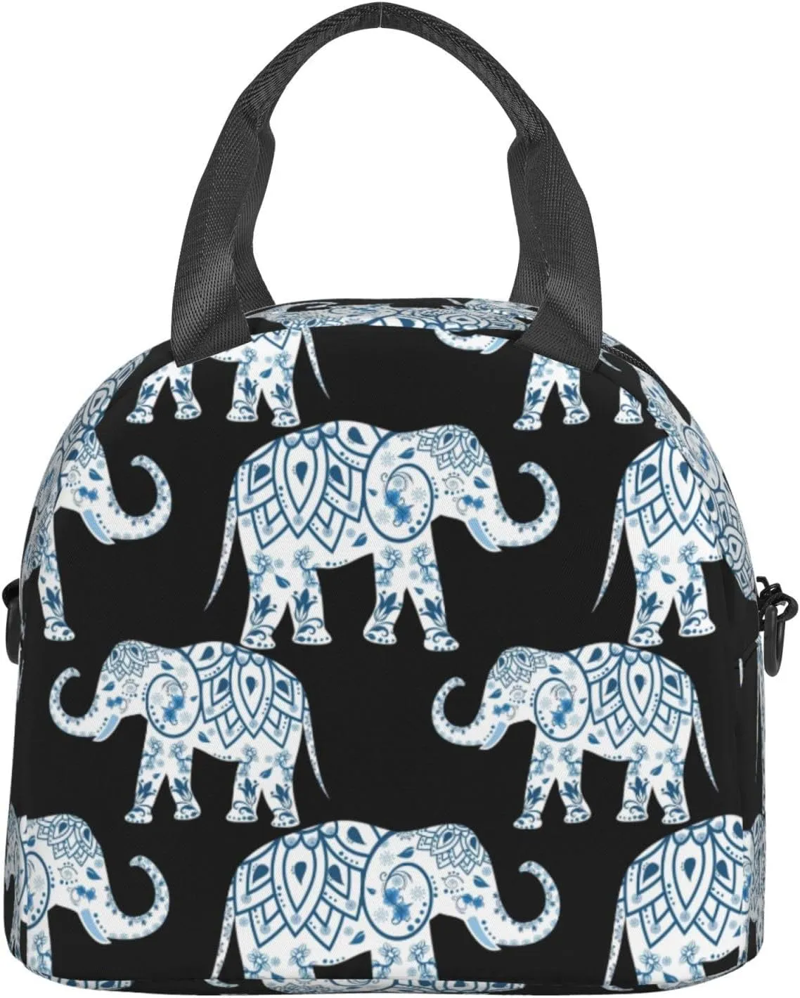 Elephant Print Crossbody Insulated Lunch Bags For Women Men Cooler Bag Lightweight Waterproof Lunch Box