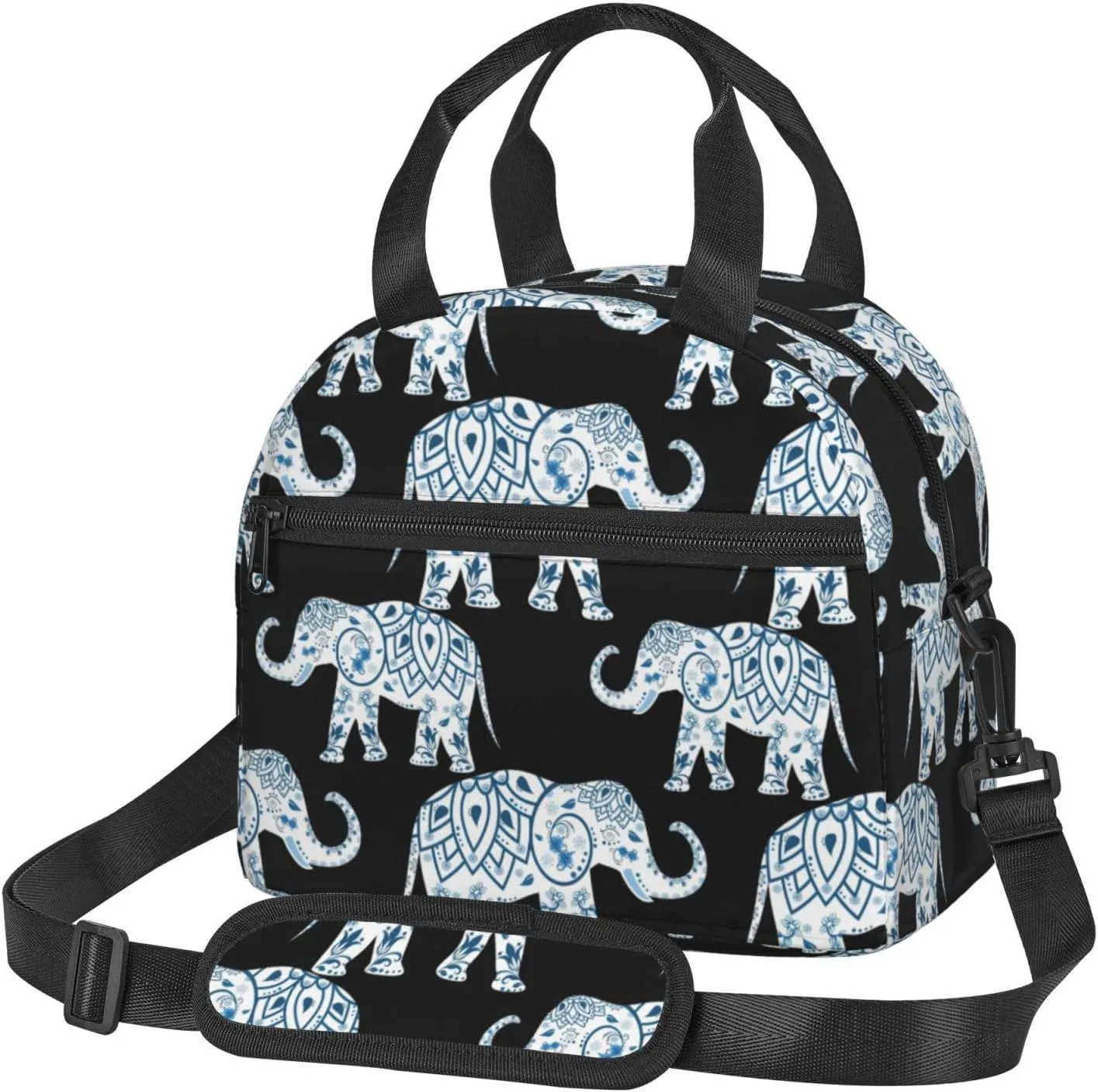 Elephant Print Crossbody Insulated Lunch Bags For Women Men Cooler Bag Lightweight Waterproof Lunch Box