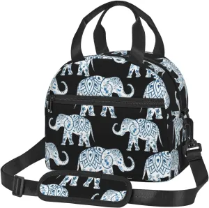Elephant Print Crossbody Insulated Lunch Bags For Women Men Cooler Bag Lightweight Waterproof Lunch Box