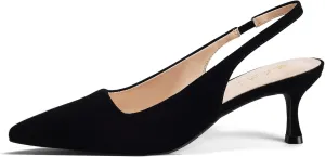 Elisabet Tang 2IN Trendy Closed Toe Slingback Kitten Heels for Women Low Dressy Pumps Wide Width Sexy for Prom