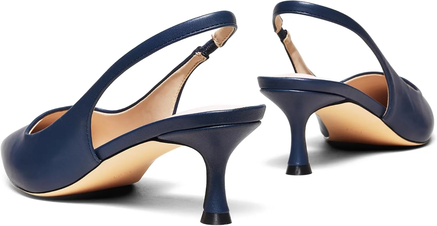 Elisabet Tang 2IN Trendy Closed Toe Slingback Kitten Heels for Women Low Dressy Pumps Wide Width Sexy for Prom