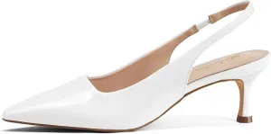 Elisabet Tang 2IN Trendy Closed Toe Slingback Kitten Heels for Women Low Dressy Pumps Wide Width Sexy for Prom