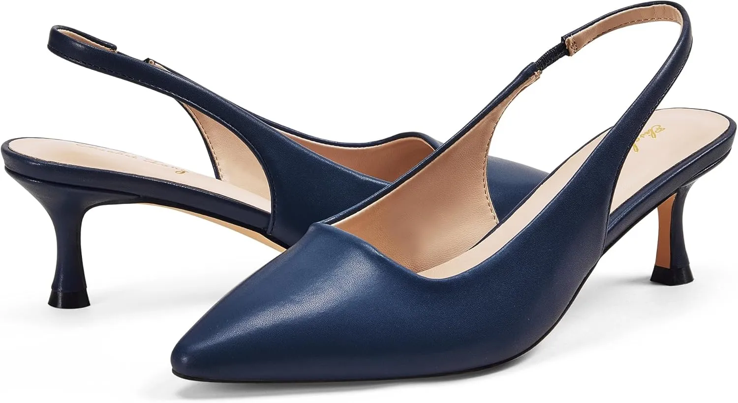 Elisabet Tang 2IN Trendy Closed Toe Slingback Kitten Heels for Women Low Dressy Pumps Wide Width Sexy for Prom