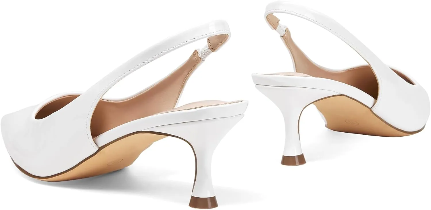 Elisabet Tang 2IN Trendy Closed Toe Slingback Kitten Heels for Women Low Dressy Pumps Wide Width Sexy for Prom
