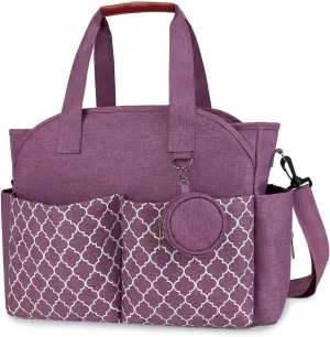 Ellniges]【Stylish Mum Bag Large Baby Nappy Tote with 10 Pockets, Waterproof Diaper Bag for Travel, Hospital & Shopping, Lightweight Polyester Maternity Organiser (5 Colours)