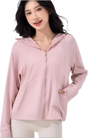 Ellniges]Stylish Women's Outdoor Protection Jacket - Lightweight, Breathable UV Blocker with Thumb Holes & Detachable Hood for Beach & Daily Wear【UV Protection】【Quick-Dry】