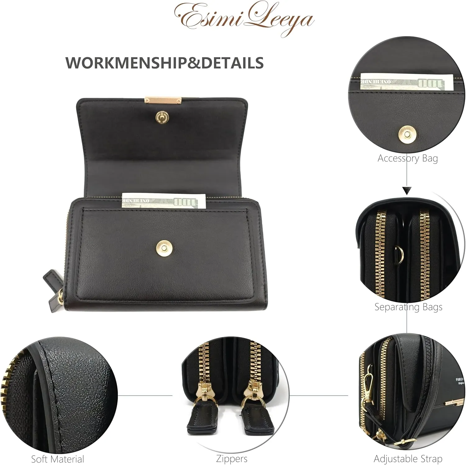 Esimileeya Compact Small Crossbody Bags for Women Trendy Clutch Handbag Purses for Women Lady Cell Phone Wallet Shoulder Bag