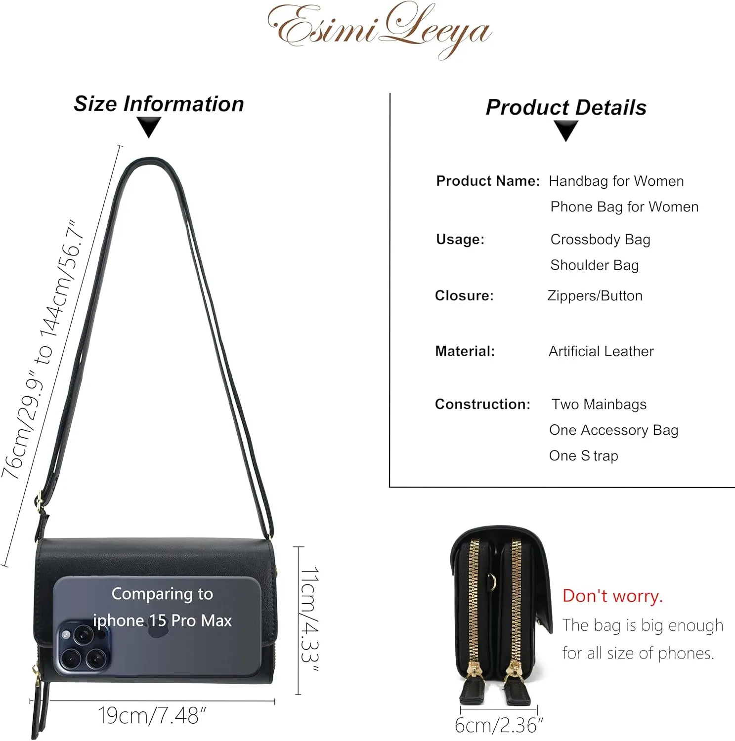 Esimileeya Compact Small Crossbody Bags for Women Trendy Clutch Handbag Purses for Women Lady Cell Phone Wallet Shoulder Bag