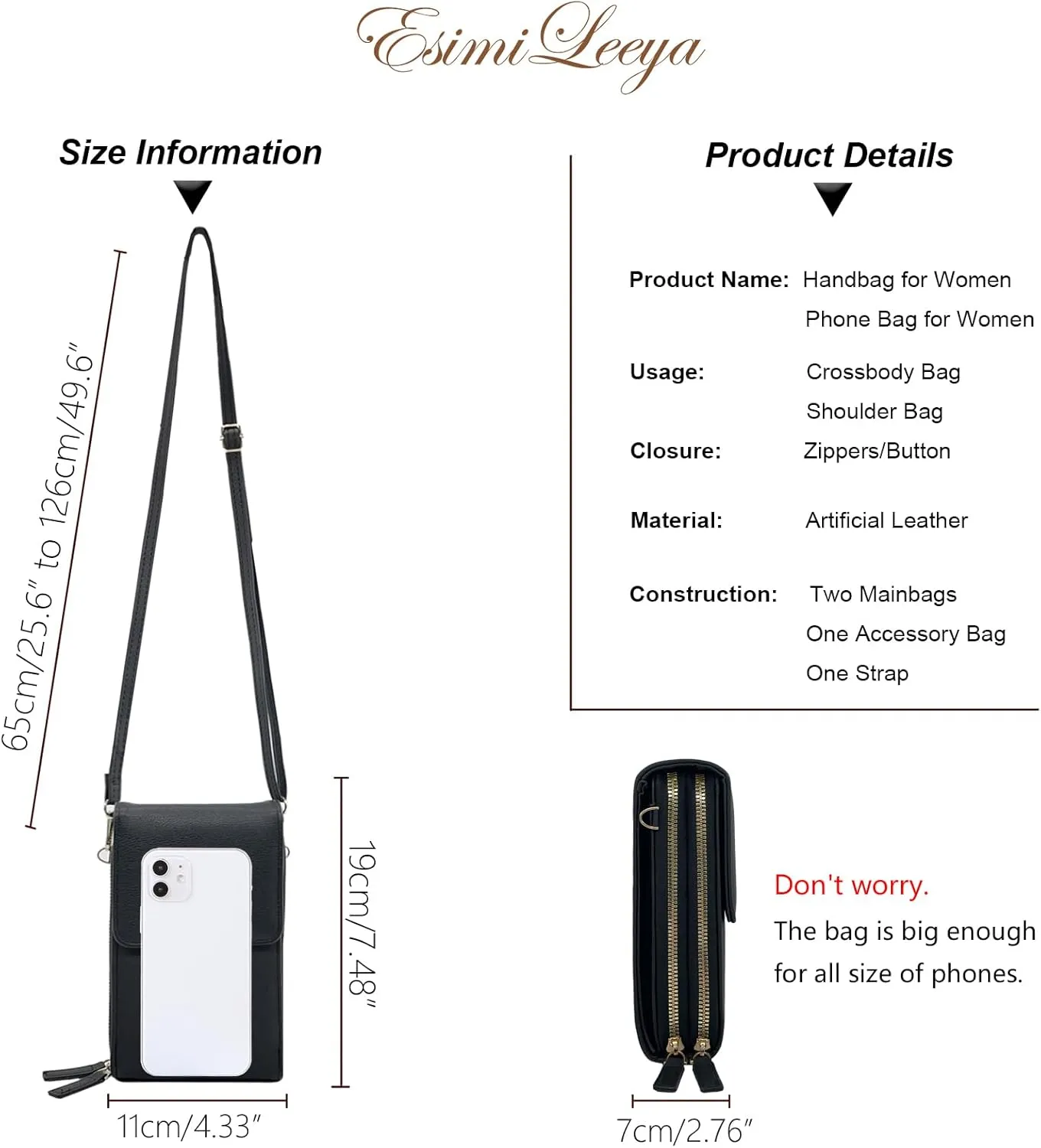 Esimileeya Small Compact Cell Phone Crossbody Bags for Women Trendy Purses Touchscreen Shoulder Bag with Credit Card Slots