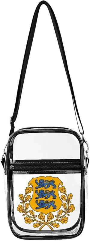 Estonia National Emblem Unisex Small Crossbody Bags Transparent Shoulder Bag Adjustable Strap Sling Bag