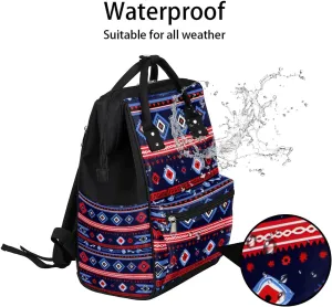 Ethnic Colorful Large Diaper Bag Backpack for Mom Dad Travel Casual Diaper Back Pack Tote Waterproof Nappy Changing Bags Baby Maternity Hospital Bag Shoulder Diaper Daypack for Women