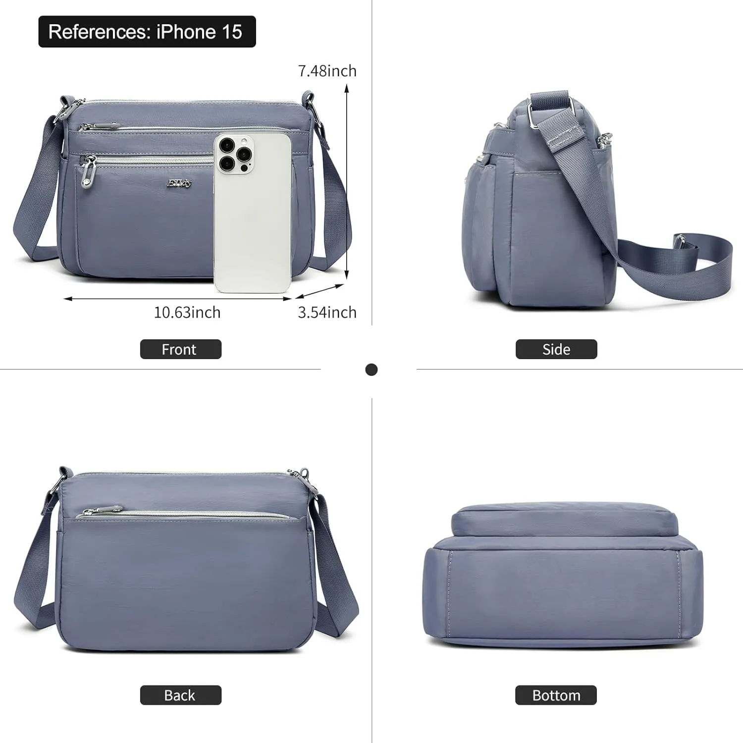 ETidy Casual Nylon Shoulder Bag For Women Waterproof Lightweight Crossbody Purse Hobo Bag