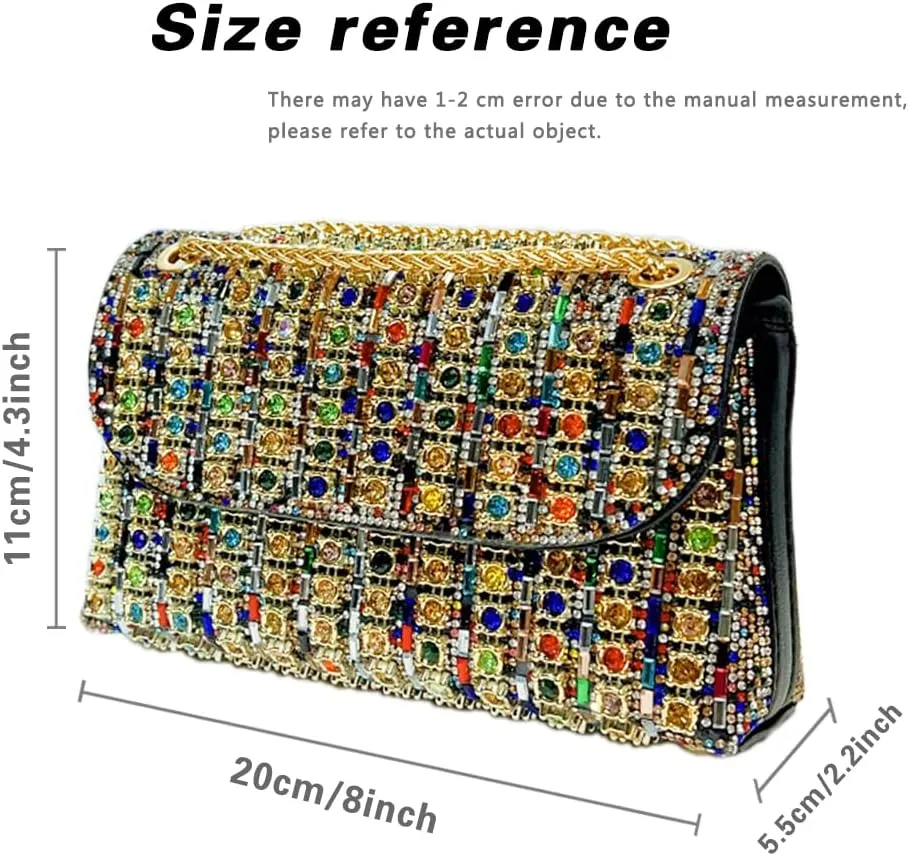 Evening Clutch Bag for Women, Chain Shoulder Bags Rhinestones Handbags for Cocktail Prom Parties, Weddings