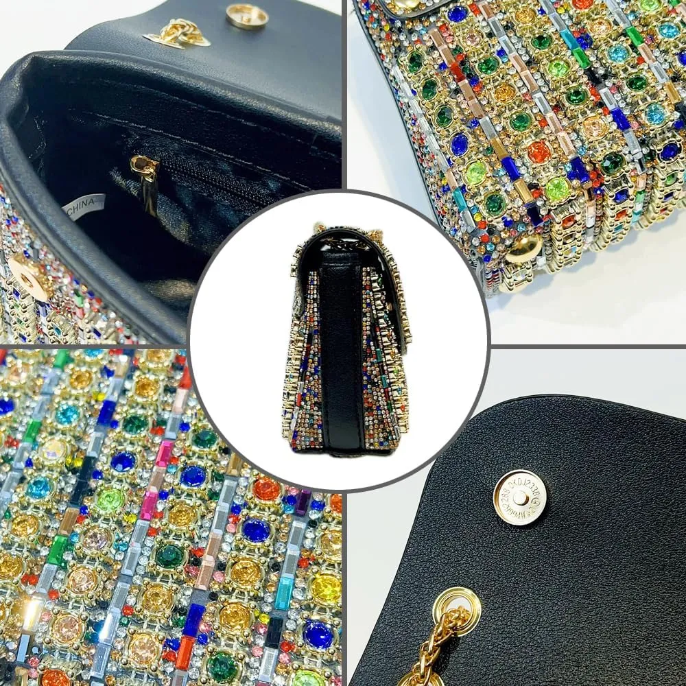 Evening Clutch Bag for Women, Chain Shoulder Bags Rhinestones Handbags for Cocktail Prom Parties, Weddings