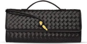 Evening Clutch Purses for Women Formal Handmade Woven Shoulder Handbag Fashion Leather Crossbody Bags for Women