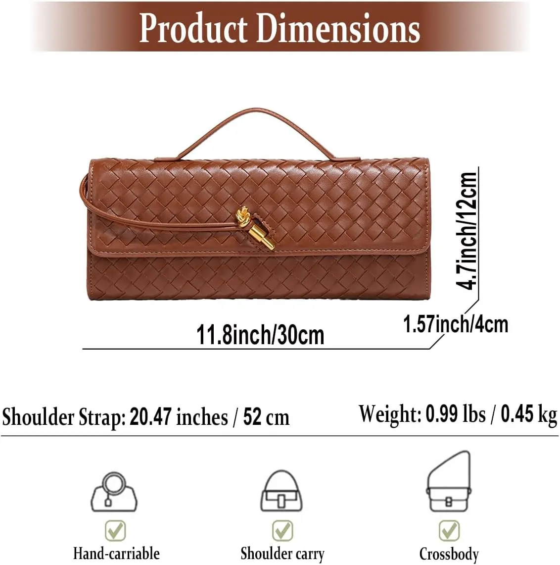 Evening Woven Handbag for Women Casual Fashion Crossbody Bags Vegan Leather Shoulder Handbag for Cocktail Party, Work