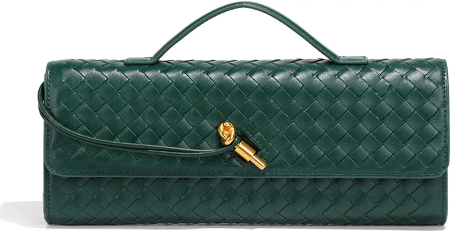 Evening Woven Handbag for Women Casual Fashion Crossbody Bags Vegan Leather Shoulder Handbag for Cocktail Party, Work