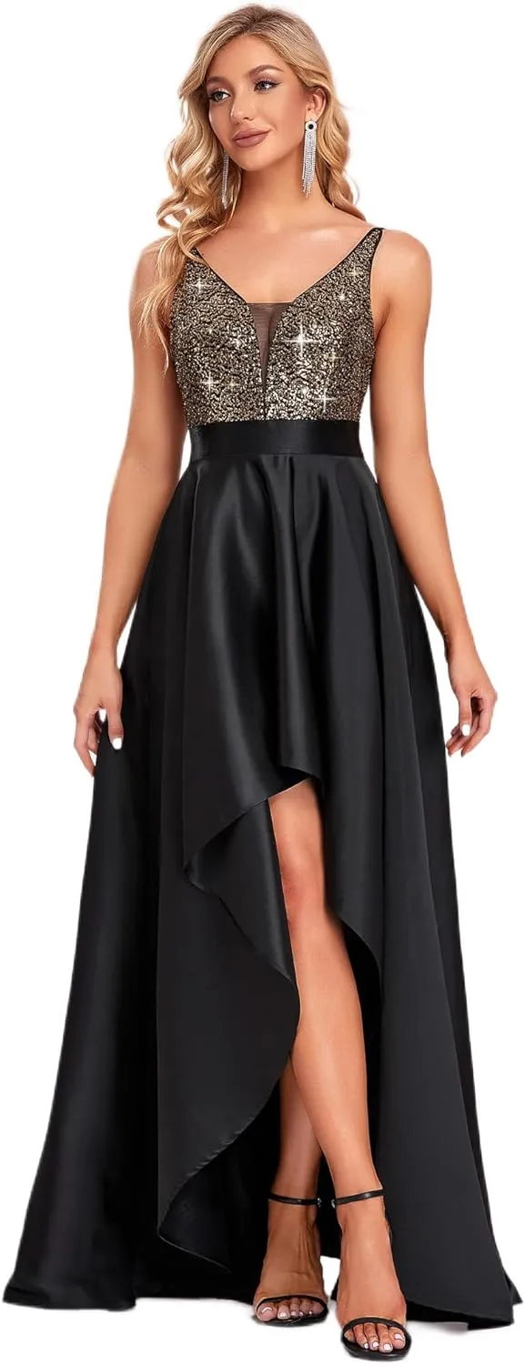 Ever-Pretty Women's Summer Glitter V-Neck A-line High-Low Semi Formal Cocktail Party Dresses 00667