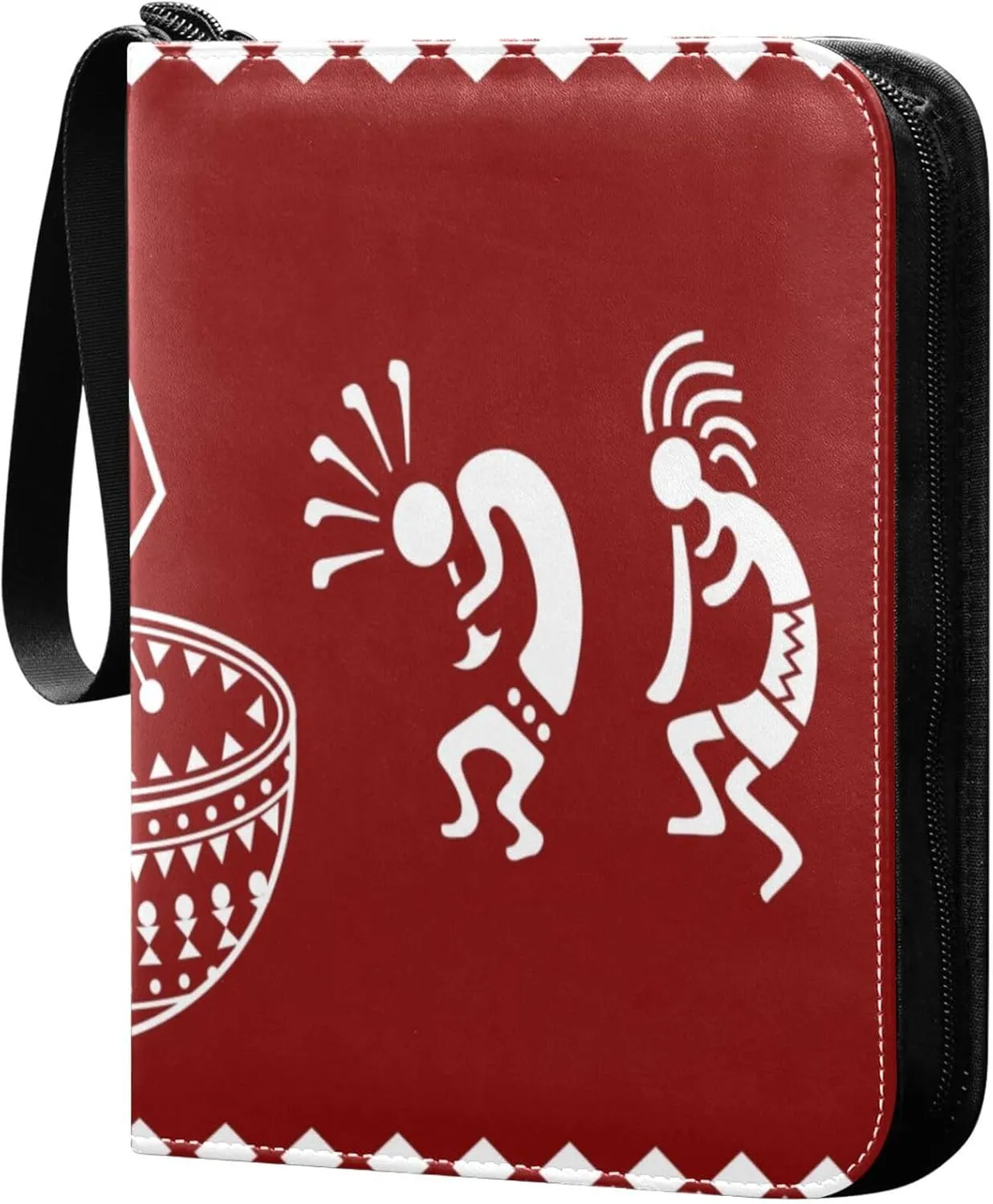 Exnundod Indian Tribal Painting Trading Card Binder for Cards, Ethnic Symbol Card Album 4-Pockets for 400 Cards with Removable Sleeves PU Baseball Card Holder Football Sports Card Collection