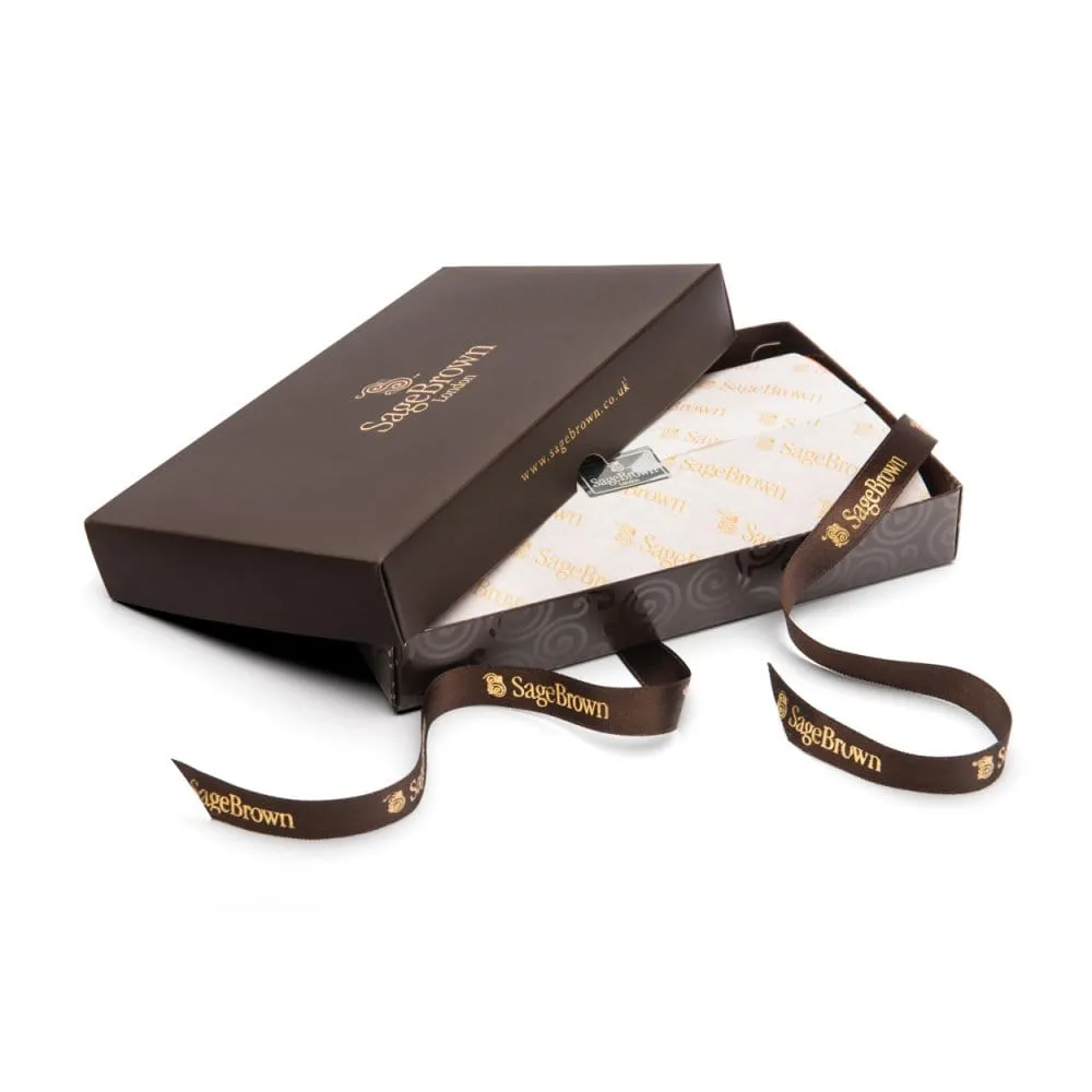 Expandable Leather Business Card Case - Black With Yellow