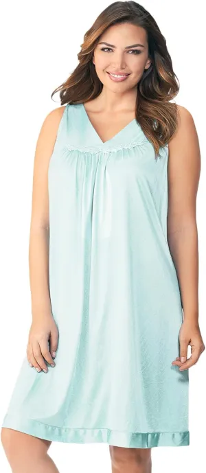 Exquisite Form 30107 Women's Nylon Tricot Sleeveless Short Knee Length Nightgown