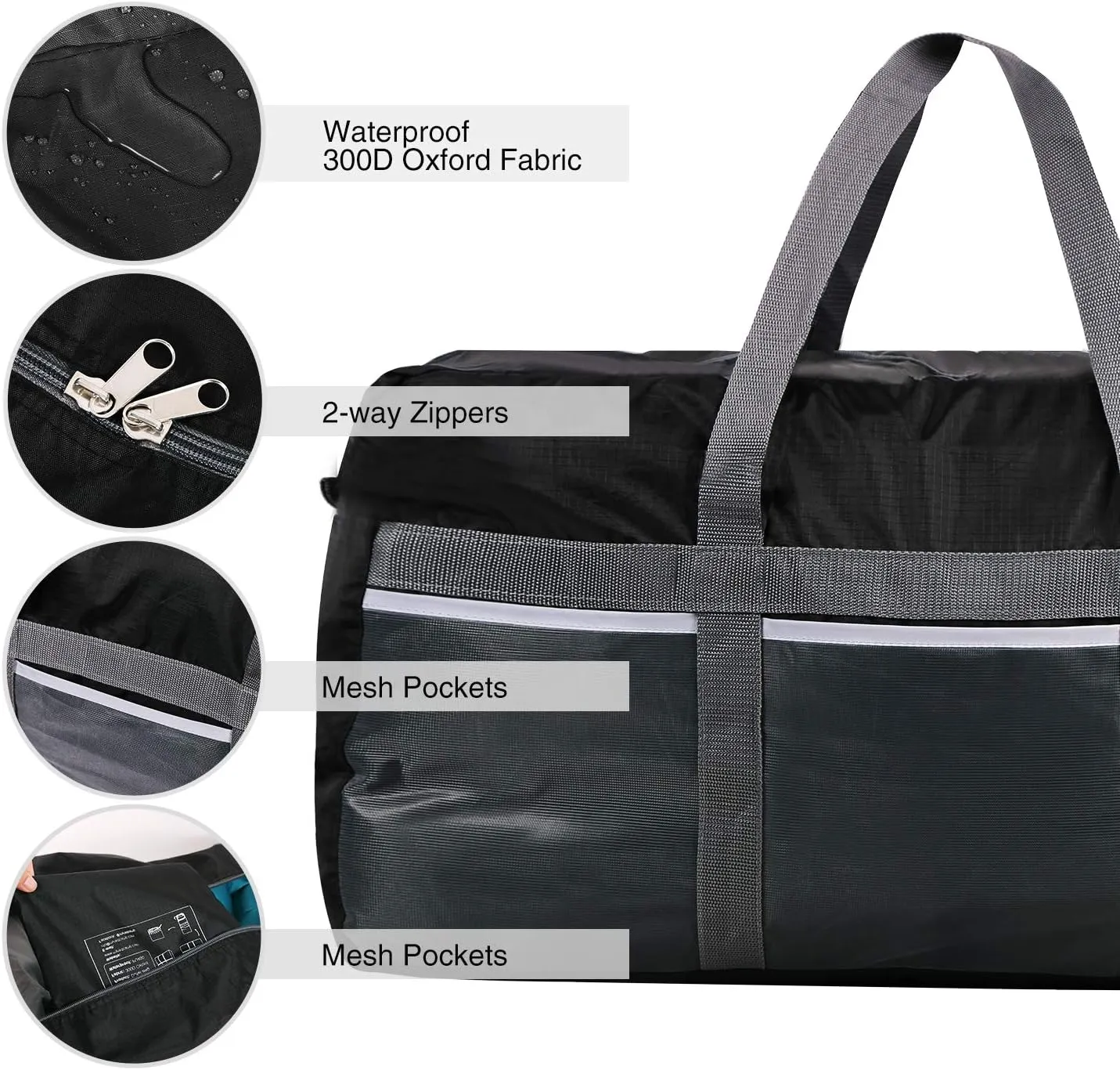 Extra Large Duffle Bag, Water Repellency Travel Foldable Duffle Bag for Men Women Adults, 96L, Black