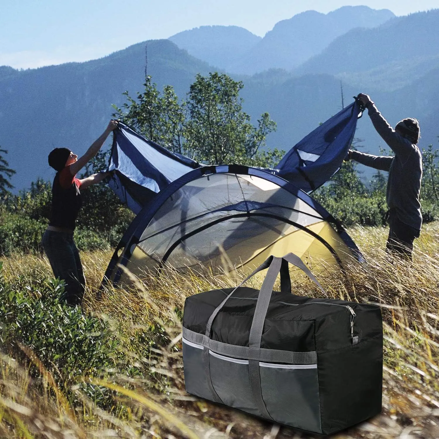 Extra Large Duffle Bag, Water Repellency Travel Foldable Duffle Bag for Men Women Adults, 96L, Black