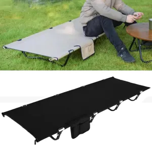 Extra-Wide Camping Cot, Upgrade Sturdy Camping Bed, Cots for Sleeping Support 150kg, Portable Cot with Carry Bag Ultralight Backpacking Cot(Black)
