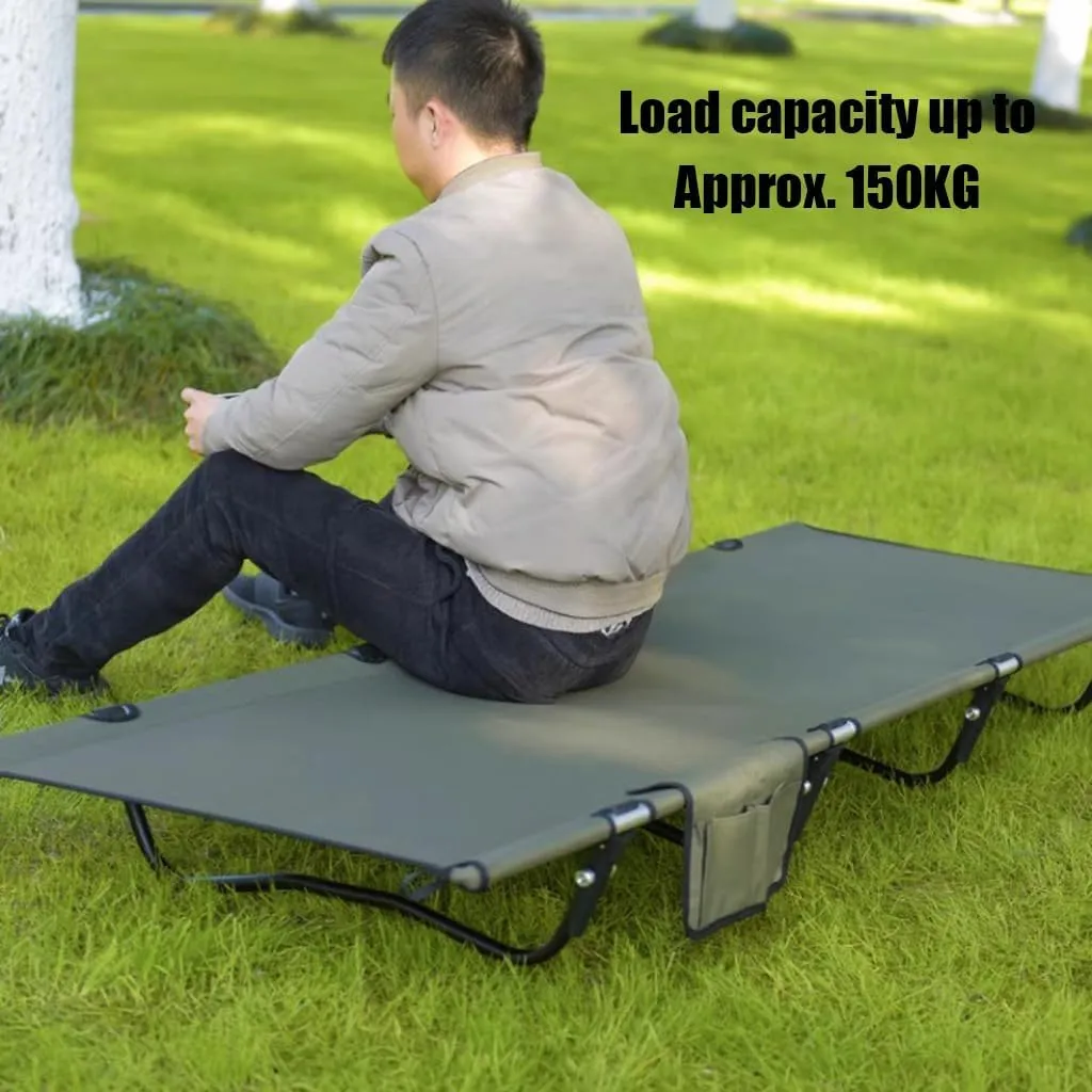 Extra-Wide Camping Cot, Upgrade Sturdy Camping Bed, Cots for Sleeping Support 150kg, Portable Cot with Carry Bag Ultralight Backpacking Cot(Black)