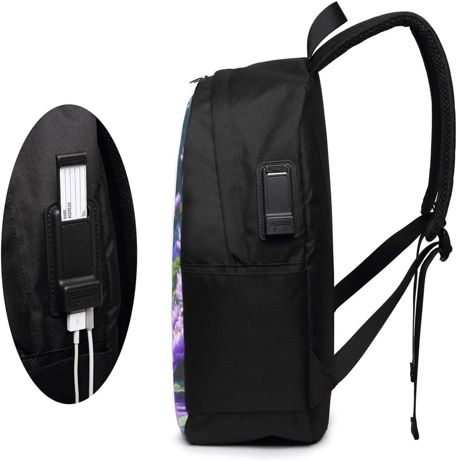 F-lower Moon Fairy Scobell Simple Large Capacity Backpack, The Whole Bag Is Stylish And Lightweight Black