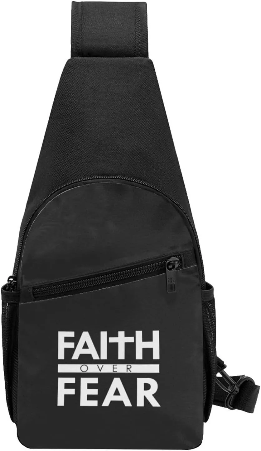 Faith Over Fear Bible Scripture Verse Christian Unisex Chest Bag Lightweight Crossbody Shoulder Bag Travel Pocket