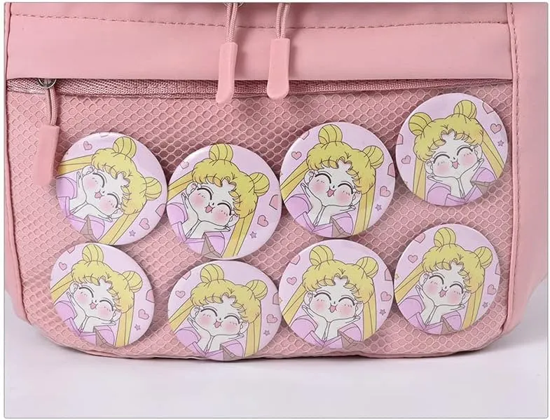 Fanny Pack Ita Bag Crossbody Kawaii Cute Pin Display Bag Messenger Japanese Transparent Clear Waist Bags (blue)