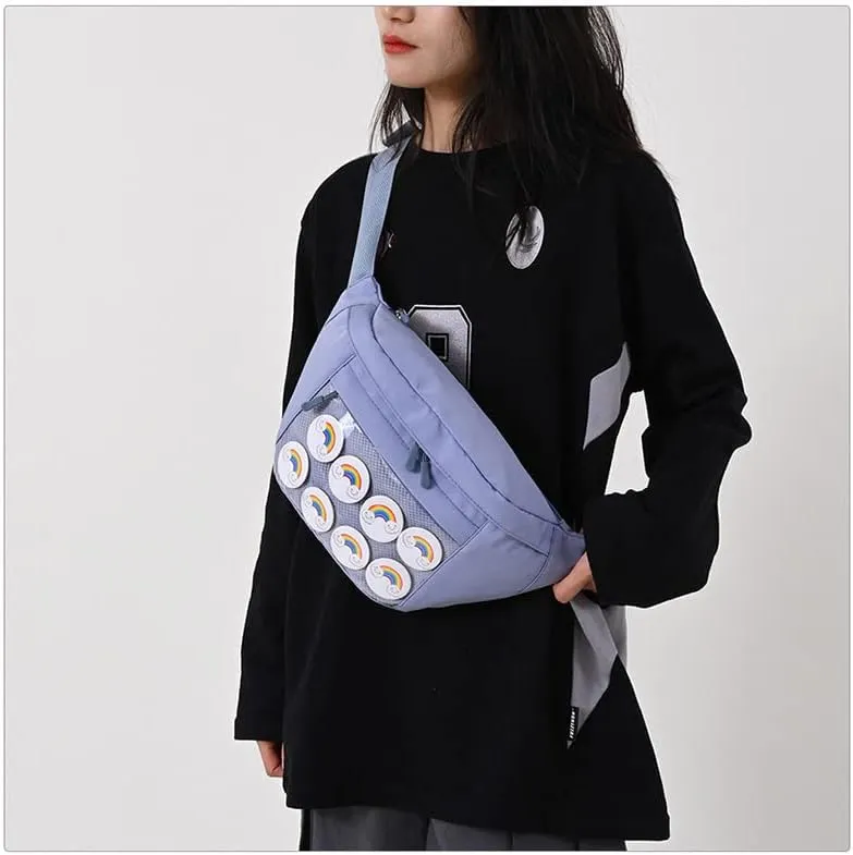 Fanny Pack Ita Bag Crossbody Kawaii Cute Pin Display Bag Messenger Japanese Transparent Clear Waist Bags (blue)