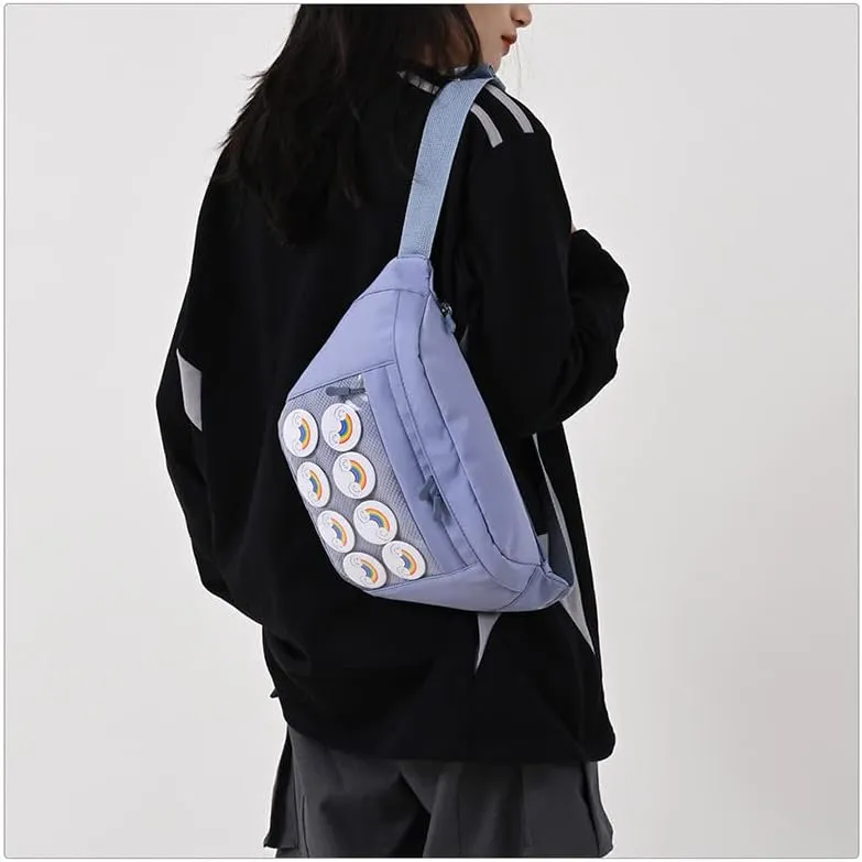 Fanny Pack Ita Bag Crossbody Kawaii Cute Pin Display Bag Messenger Japanese Transparent Clear Waist Bags (blue)