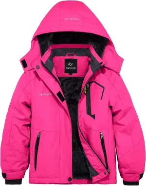 FARVALUE Girls Waterproof Skiing Jacket Windproof Winter Coat Warm Snow Coat with Removable Hood