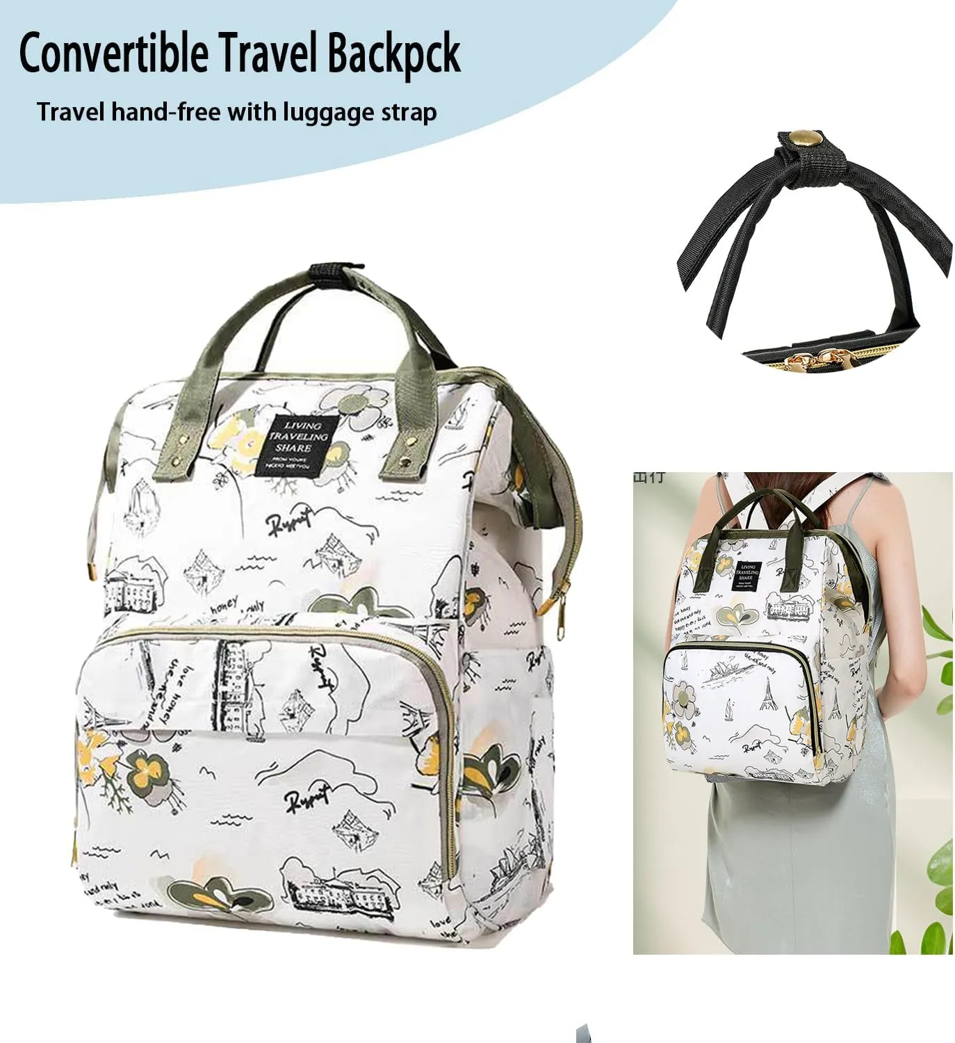 Fashion Diaper Backpack Waterproof Mommy Bag, Large Capacity Diaper Bag Travel Multi-functional Backpack Baby Boy Girl (Blue 5)