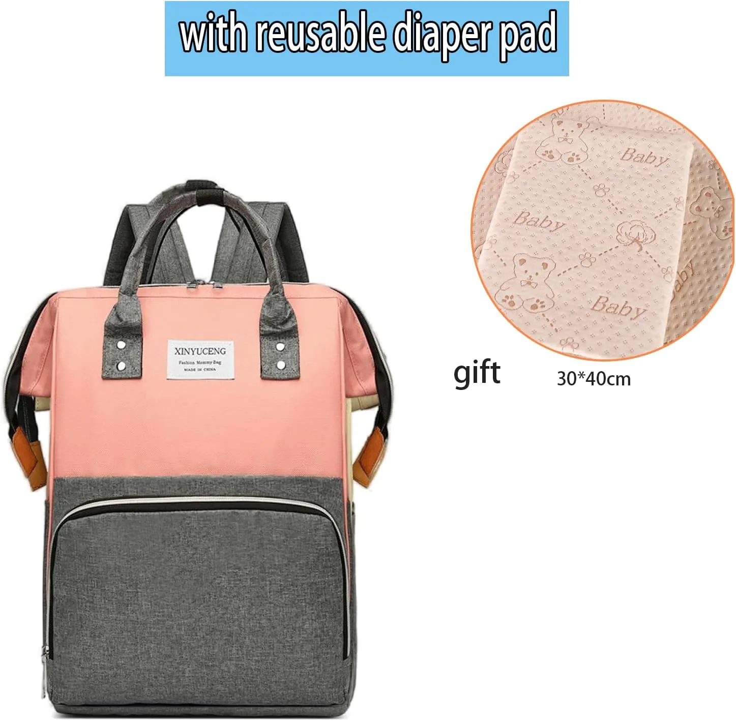 Fashion Diaper Backpack Waterproof Mommy Bag, Large Capacity Diaper Bag Travel Multi-functional Backpack Baby Boy Girl (Pink 2)